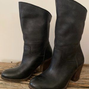 Lucky Brand Black Leather Mid-Calf Boots